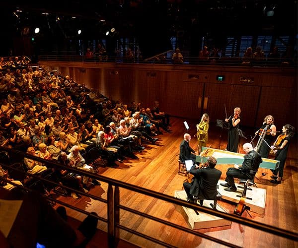 Soprano Samantha in front of an audience