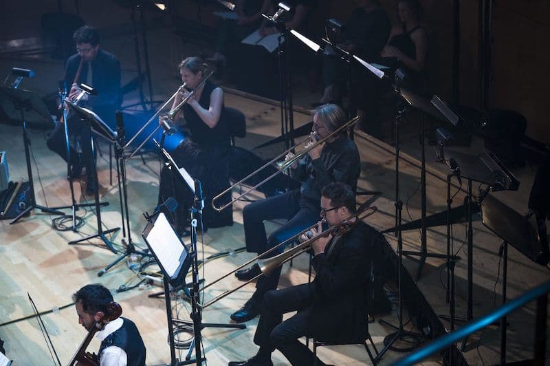Cornetto player Matthew Manchester and Sackbut players Roslyn Jorgensen, Nigel Crocker and Brett Page - photograph by Cassandra Hannagan