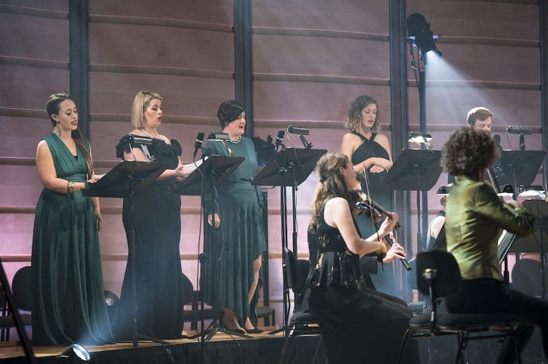 Sopranos Chloe Lankshear and Amy Moore with mezzo-sopranos Anna Fraser and Hannah Fraser - photograph by Cassandra Hannagan